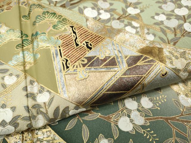 平和屋着物●訪問着　熨斗風景枝花文　暈し染め　金銀彩　正絹　逸品　CABI9867ut