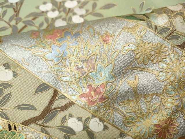 平和屋着物●訪問着　熨斗風景枝花文　暈し染め　金銀彩　正絹　逸品　CABI9867ut