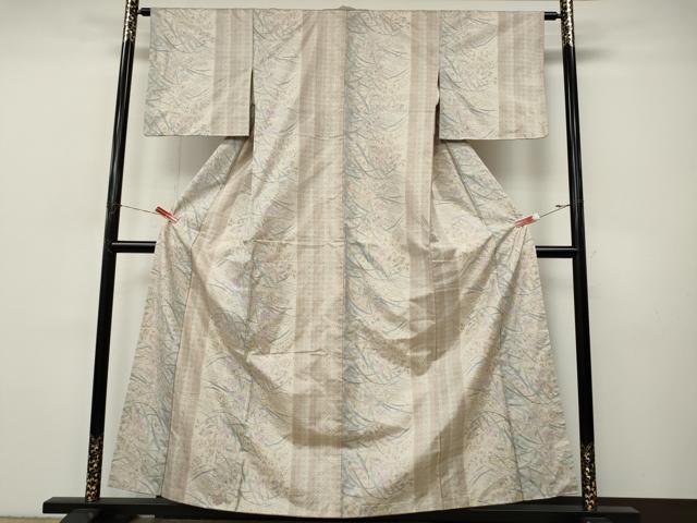 平和屋着物●本場大島紬　9マルキ　草花七宝間道　正絹　逸品　CABI9869ut