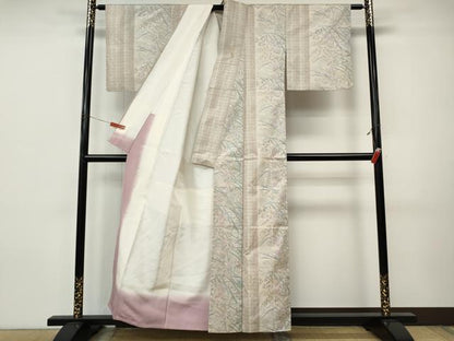 平和屋着物●本場大島紬　9マルキ　草花七宝間道　正絹　逸品　CABI9869ut