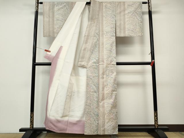 平和屋着物●本場大島紬　9マルキ　草花七宝間道　正絹　逸品　CABI9869ut