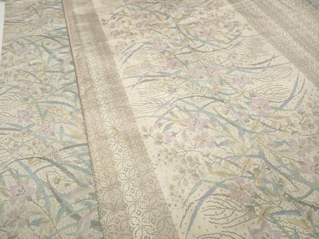 平和屋着物●本場大島紬　9マルキ　草花七宝間道　正絹　逸品　CABI9869ut