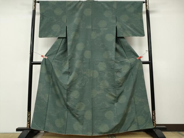 平和屋着物●結城紬　80亀甲　雪輪花文　飛び亀甲柄　正絹　逸品　未使用　CABI9870ut