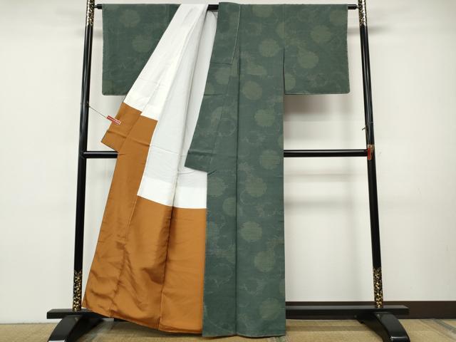 平和屋着物●結城紬　80亀甲　雪輪花文　飛び亀甲柄　正絹　逸品　未使用　CABI9870ut