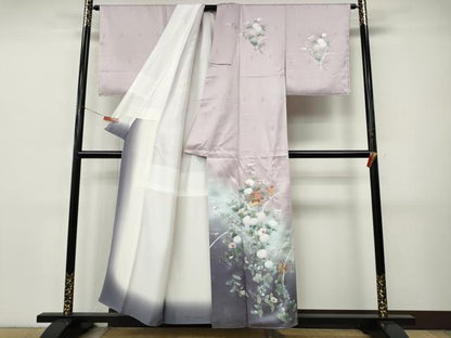 平和屋着物●中国三大刺繍　スワトウ刺繍　訪問着　冊子枝花文　暈し染め　銀彩　正絹　逸品　未使用　CABI9871ut