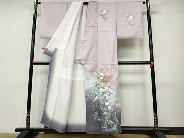 平和屋着物●中国三大刺繍　スワトウ刺繍　訪問着　冊子枝花文　暈し染め　銀彩　正絹　逸品　未使用　CABI9871ut
