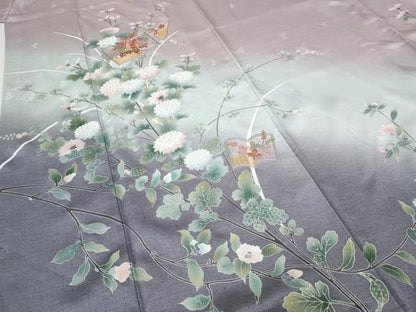 平和屋着物●中国三大刺繍　スワトウ刺繍　訪問着　冊子枝花文　暈し染め　銀彩　正絹　逸品　未使用　CABI9871ut