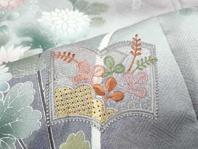 平和屋着物●中国三大刺繍　スワトウ刺繍　訪問着　冊子枝花文　暈し染め　銀彩　正絹　逸品　未使用　CABI9871ut