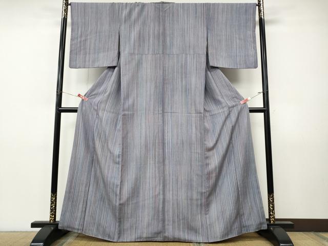 平和屋着物●上質な小紋　紬地　縞　正絹　逸品　CABI9873ut