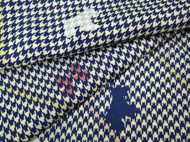 平和屋着物●小紋　千鳥格子　犬　リボン　洗える着物　CABI9876ut