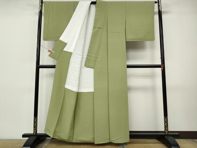 平和屋着物○上質な色無地 柳茶色 正絹 逸品 CABI9878ut