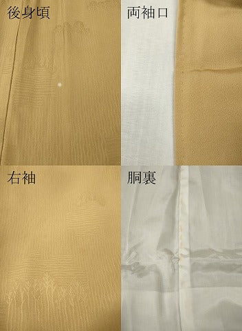 平和屋着物●上質な色無地　草木地紋　飴色　ロング丈　正絹　逸品　CABI9879ut