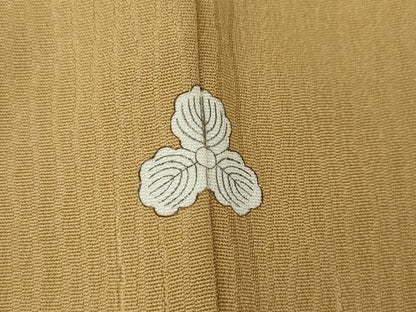 平和屋着物●上質な色無地　草木地紋　飴色　ロング丈　正絹　逸品　CABI9879ut