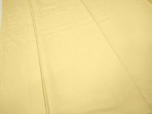 平和屋着物●上質な色無地　鳳凰花地紋　淡黄色　正絹　逸品　CABI9881ut