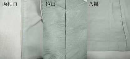 平和屋着物●上質な色無地　流水地紋　青磁鼠色　正絹　逸品　CABI9884ut