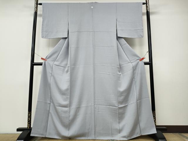 平和屋着物●上質な色無地　霞地紋　牡丹鼠色　正絹　逸品　未使用　CABI9885ut