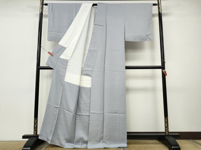 平和屋着物●上質な色無地　霞地紋　牡丹鼠色　正絹　逸品　未使用　CABI9885ut