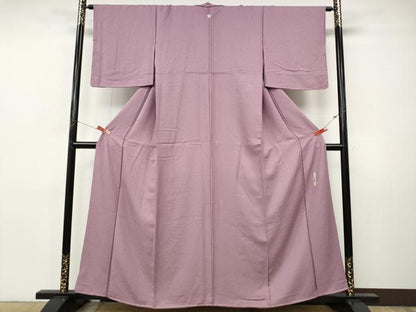 平和屋着物●本草木染作家　瑞寶　色無地　紋意匠　紅藤色　正絹　逸品　CABI9887ut