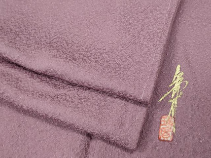 平和屋着物●本草木染作家　瑞寶　色無地　紋意匠　紅藤色　正絹　逸品　CABI9887ut