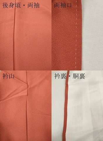 平和屋着物●上質な色無地　鉛丹色　ロング丈　正絹　逸品　CABI9889ut