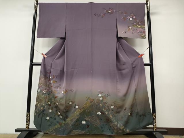 平和屋着物●中国三大刺繍　スワトウ刺繍　総刺繍　訪問着　切嵌宝尽くし花文　暈し染め　金糸　正絹　逸品　CABI9893ut