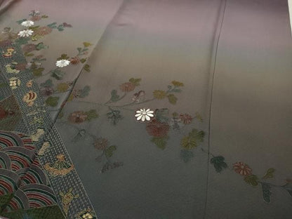 平和屋着物●中国三大刺繍　スワトウ刺繍　総刺繍　訪問着　切嵌宝尽くし花文　暈し染め　金糸　正絹　逸品　CABI9893ut