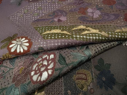 平和屋着物●中国三大刺繍　スワトウ刺繍　総刺繍　訪問着　切嵌宝尽くし花文　暈し染め　金糸　正絹　逸品　CABI9893ut