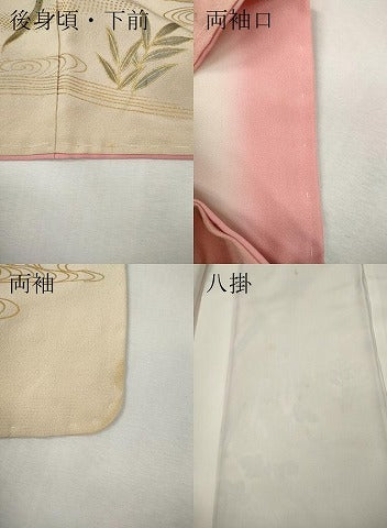 平和屋着物●訪問着　尾長鳥流水花文　暈し染め　金銀彩　正絹　逸品　CABI9895ut