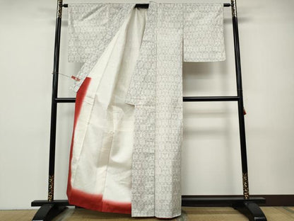 平和屋着物●本場大島紬　白大島　吉祥花文　正絹　逸品　CABI9896ut