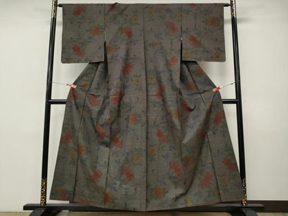 平和屋着物●本場大島紬　9マルキ　枝花文　正絹　逸品　CABI9898ut
