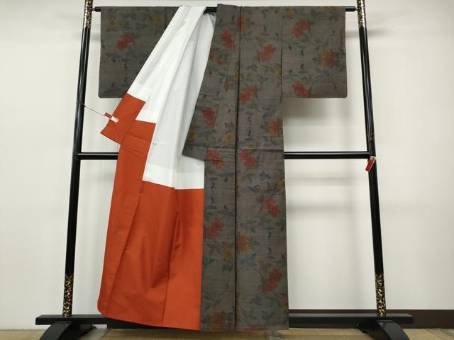 平和屋着物●本場大島紬　9マルキ　枝花文　正絹　逸品　CABI9898ut