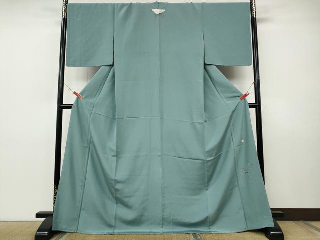 平和屋着物●京加賀友禅　百貫達雄監修　色無地　水浅葱色　ロング丈　正絹　逸品　未使用　CABI9900ut