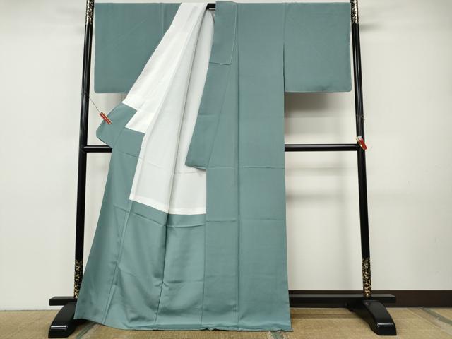 平和屋着物●京加賀友禅　百貫達雄監修　色無地　水浅葱色　ロング丈　正絹　逸品　未使用　CABI9900ut