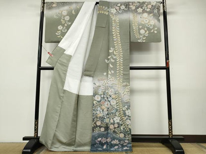 平和屋着物●吉乃一廉　幻の辻が花　訪問着　辻が花　絞り　暈し染め　銀通し地　正絹　逸品　CABI9901ut