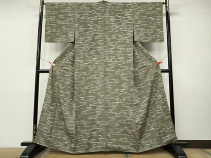 平和屋着物●上質な小紋　ろうけつ染め　流水文　正絹　逸品　CABI9902ut