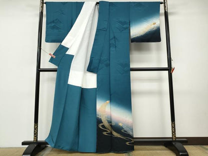 平和屋着物●訪問着　作家物　蓑亀　暈し染め　金彩　正絹　逸品　未使用　CABI9903ut