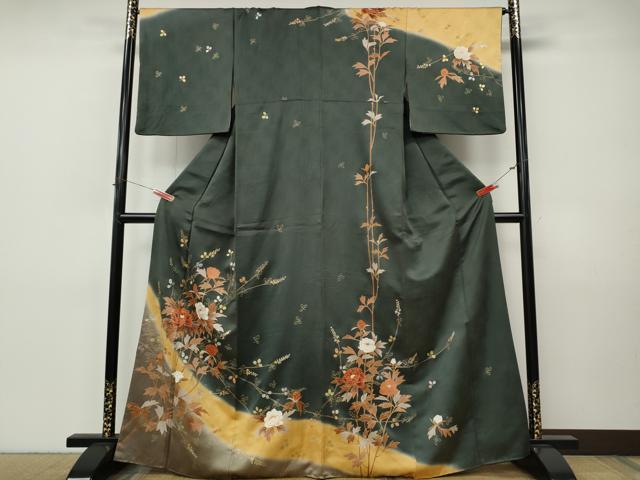 平和屋着物●訪問着　刺繍　枝花文　暈し染め　金彩　鈴乃屋扱い　正絹　逸品　CABI9904ut