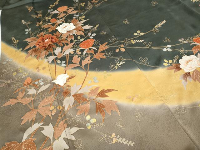 平和屋着物●訪問着　刺繍　枝花文　暈し染め　金彩　鈴乃屋扱い　正絹　逸品　CABI9904ut