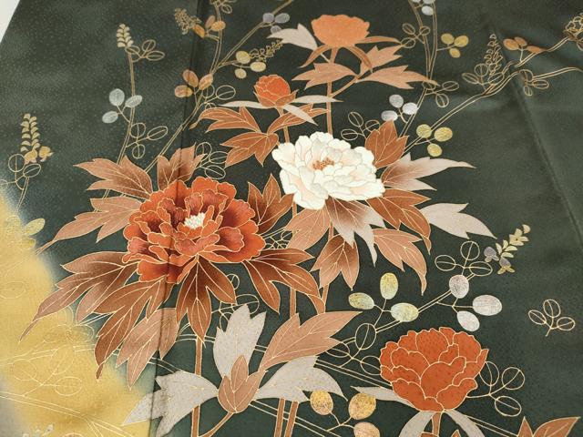 平和屋着物●訪問着　刺繍　枝花文　暈し染め　金彩　鈴乃屋扱い　正絹　逸品　CABI9904ut