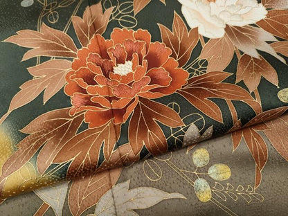 平和屋着物●訪問着　刺繍　枝花文　暈し染め　金彩　鈴乃屋扱い　正絹　逸品　CABI9904ut