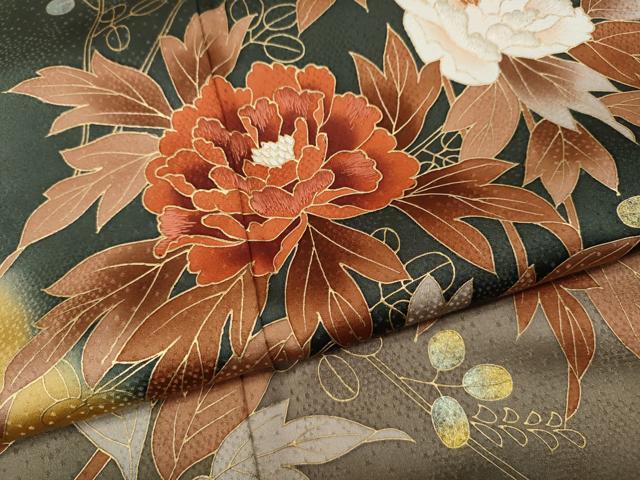 平和屋着物●訪問着　刺繍　枝花文　暈し染め　金彩　鈴乃屋扱い　正絹　逸品　CABI9904ut