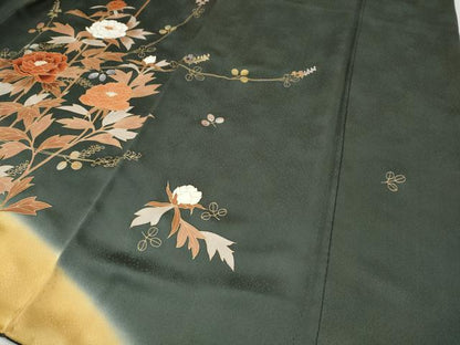 平和屋着物●訪問着　刺繍　枝花文　暈し染め　金彩　鈴乃屋扱い　正絹　逸品　CABI9904ut