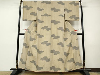 平和屋着物●上質な小紋　雲重ね文　正絹　逸品　CABI9905ut