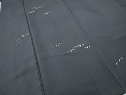平和屋着物●訪問着　紬地　ろうけつ染め　立波文　正絹　逸品　CABI9907ut