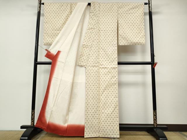 平和屋着物●上質な紬　十字絣　正絹　逸品　CABI9908ut