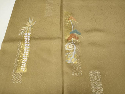 平和屋着物●日本舞踊家 岩井流宗元　岩井友見　訪問着　刺繍　短冊重ね松梅藤文　金銀彩　正絹　逸品　CABI9909ut