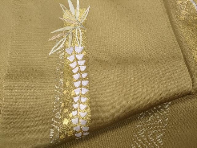 平和屋着物●日本舞踊家 岩井流宗元　岩井友見　訪問着　刺繍　短冊重ね松梅藤文　金銀彩　正絹　逸品　CABI9909ut