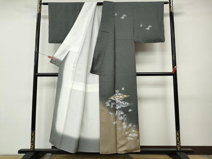 平和屋着物●訪問着　駒刺繍　松皮菱舞葉文　暈し染め　正絹　逸品　CABI9910ut