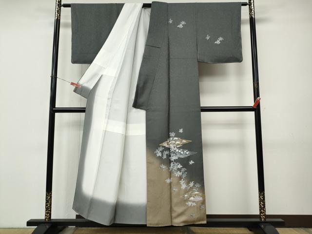 平和屋着物●訪問着　駒刺繍　松皮菱舞葉文　暈し染め　正絹　逸品　CABI9910ut