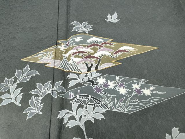 平和屋着物●訪問着　駒刺繍　松皮菱舞葉文　暈し染め　正絹　逸品　CABI9910ut